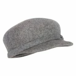 Jeanne Simmons Women's Silver Buckle Accented Band Trim Round Top Crown Wool Newsboy Cap -Adams Shop si002cb grey 4