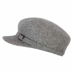Jeanne Simmons Women's Silver Buckle Accented Band Trim Round Top Crown Wool Newsboy Cap -Adams Shop si002cb grey 5