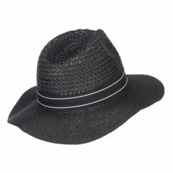 Hatiya Striped Band Paper Panama Hat -Adams Shop sp001pe black 3