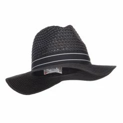 Hatiya Striped Band Paper Panama Hat -Adams Shop sp001pe black 4