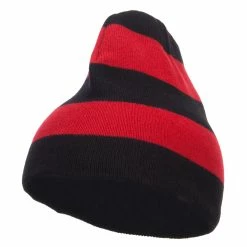 Otto Striped Knit Short Beanie 62 Otto Striped Knit Short Beanie -Adams Shop sp002ms black red 1