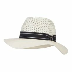 Hatiya Striped Band Paper Panama Hat -Adams Shop sp002pe ivory 1