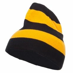 Otto Striped Knit Short Beanie 67 Otto Striped Knit Short Beanie -Adams Shop sp003ms black gold 1