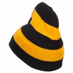 Otto Striped Knit Short Beanie 68 Otto Striped Knit Short Beanie -Adams Shop sp003ms black gold 2