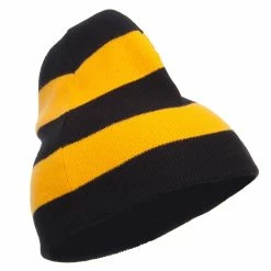 Otto Striped Knit Short Beanie 70 Otto Striped Knit Short Beanie -Adams Shop sp003ms black gold 4