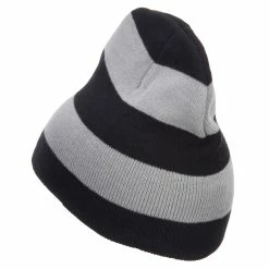 Otto Striped Knit Short Beanie 48 Otto Striped Knit Short Beanie -Adams Shop sp004ms black grey 2