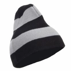 Otto Striped Knit Short Beanie 50 Otto Striped Knit Short Beanie -Adams Shop sp004ms black grey 4