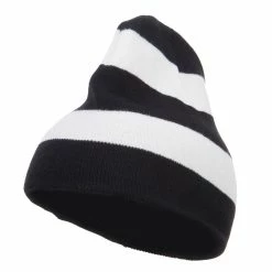 Otto Striped Knit Short Beanie 52 Otto Striped Knit Short Beanie -Adams Shop sp005ms black white 1