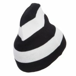 Otto Striped Knit Short Beanie 54 Otto Striped Knit Short Beanie -Adams Shop sp005ms black white 3
