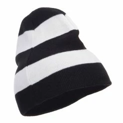 Otto Striped Knit Short Beanie 55 Otto Striped Knit Short Beanie -Adams Shop sp005ms black white 4