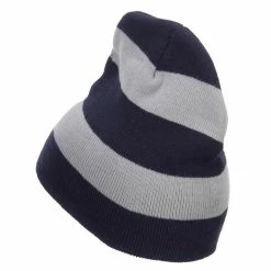 Otto Striped Knit Short Beanie 58 Otto Striped Knit Short Beanie -Adams Shop sp007ms navy grey 2
