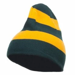 Otto Striped Knit Short Beanie 77 Otto Striped Knit Short Beanie -Adams Shop sp008ms green gold 1