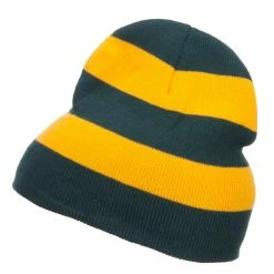 Otto Striped Knit Short Beanie 81 Otto Striped Knit Short Beanie -Adams Shop sp008ms green gold 5