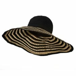 Jeanne Simmons Striped Hat With Flower And Ribbon Design