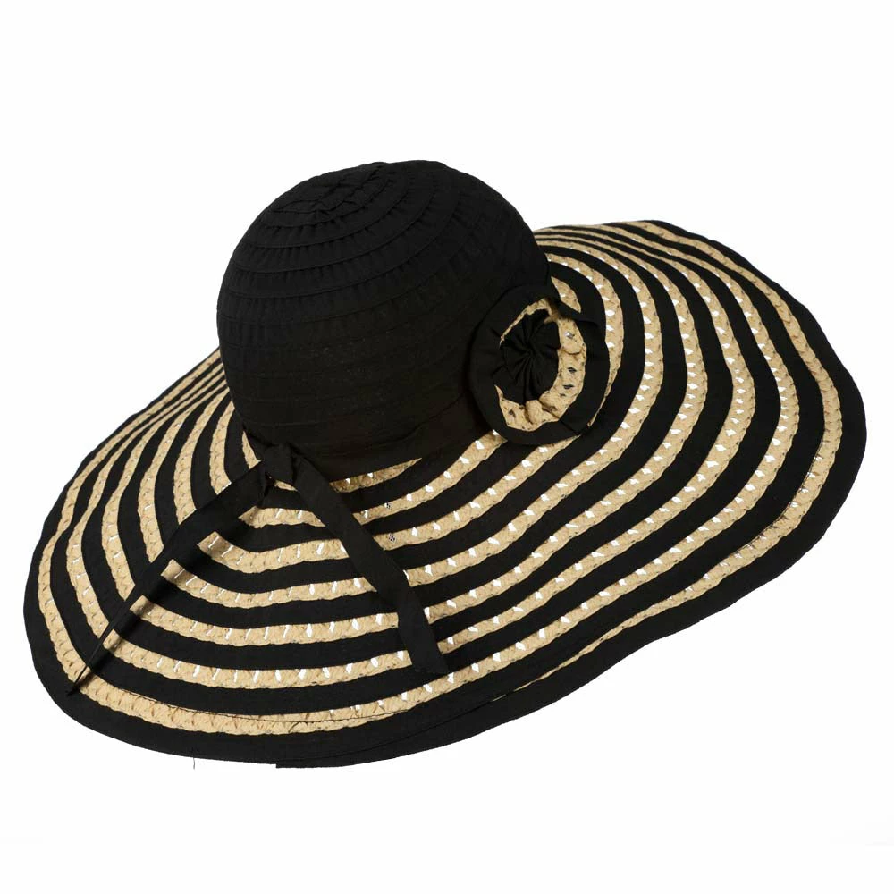 Jeanne Simmons Striped Hat With Flower And Ribbon Design 4 Jeanne Simmons Striped Hat With Flower And Ribbon Design - Image 2