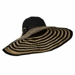Jeanne Simmons Striped Hat With Flower And Ribbon Design 21 Jeanne Simmons Striped Hat With Flower And Ribbon Design -Adams Shop sw001cr 4 1