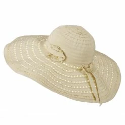 Jeanne Simmons Striped Hat With Flower And Ribbon Design 25 Jeanne Simmons Striped Hat With Flower And Ribbon Design -Adams Shop sw002cr 2