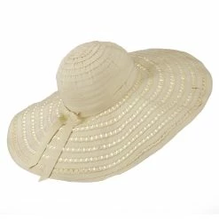 Jeanne Simmons Striped Hat With Flower And Ribbon Design 23 Jeanne Simmons Striped Hat With Flower And Ribbon Design -Adams Shop sw002cr 3