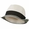 Jeanne Simmons Women's Paper Braid Fedora Hat With Striped Brim 2 Jeanne Simmons Women's Paper Braid Fedora Hat With Striped Brim -Adams Shop sw003cf 1