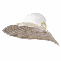 Jeanne Simmons Striped Hat With Flower And Ribbon Design 27 Jeanne Simmons Striped Hat With Flower And Ribbon Design -Adams Shop sw003cr 1