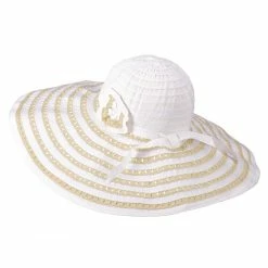 Jeanne Simmons Striped Hat With Flower And Ribbon Design 29 Jeanne Simmons Striped Hat With Flower And Ribbon Design -Adams Shop sw003cr 2