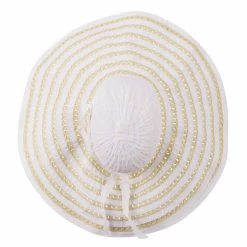 Jeanne Simmons Striped Hat With Flower And Ribbon Design 28 Jeanne Simmons Striped Hat With Flower And Ribbon Design -Adams Shop sw003cr 5