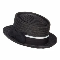 Hatiya Ribbon Band Boater Pork Pie Hat 33 Hatiya Ribbon Band Boater Pork Pie Hat -Adams Shop tb001pp black 2