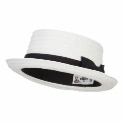Hatiya Ribbon Band Boater Pork Pie Hat