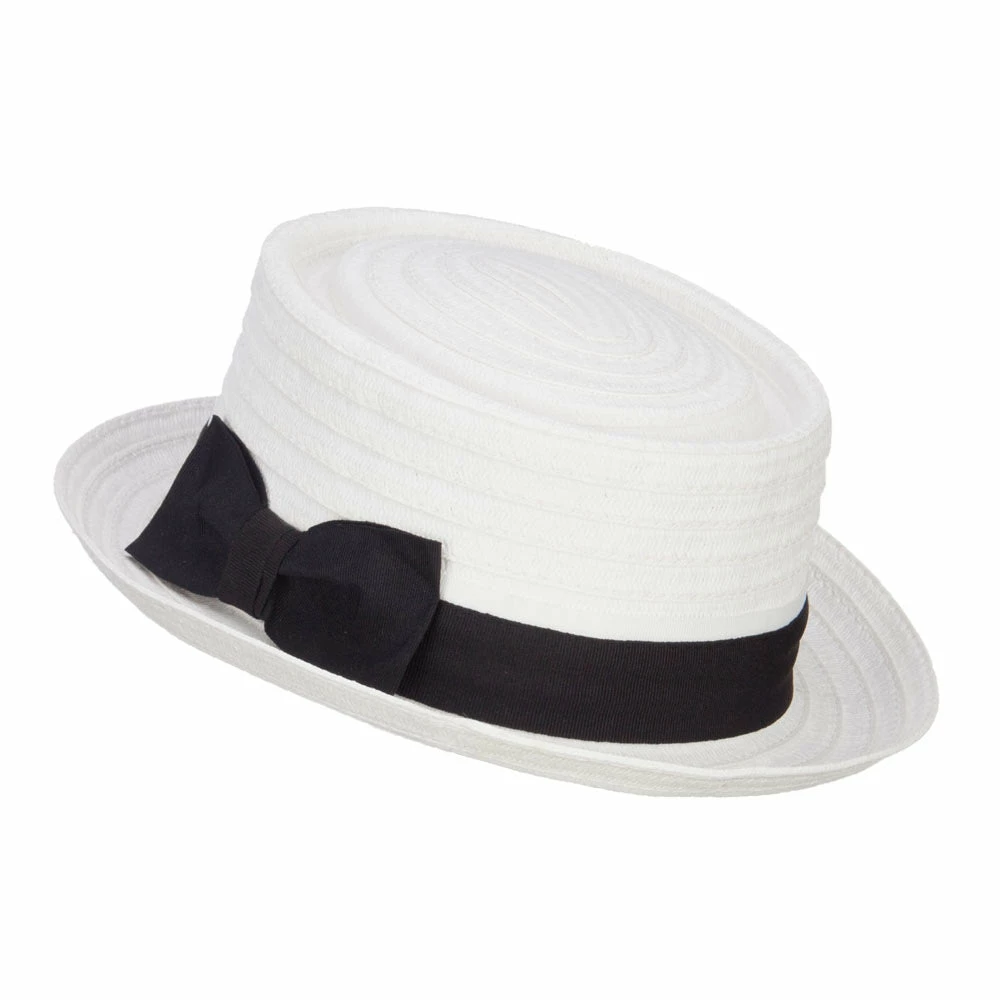 Hatiya Ribbon Band Boater Pork Pie Hat 4 Hatiya Ribbon Band Boater Pork Pie Hat - Image 2