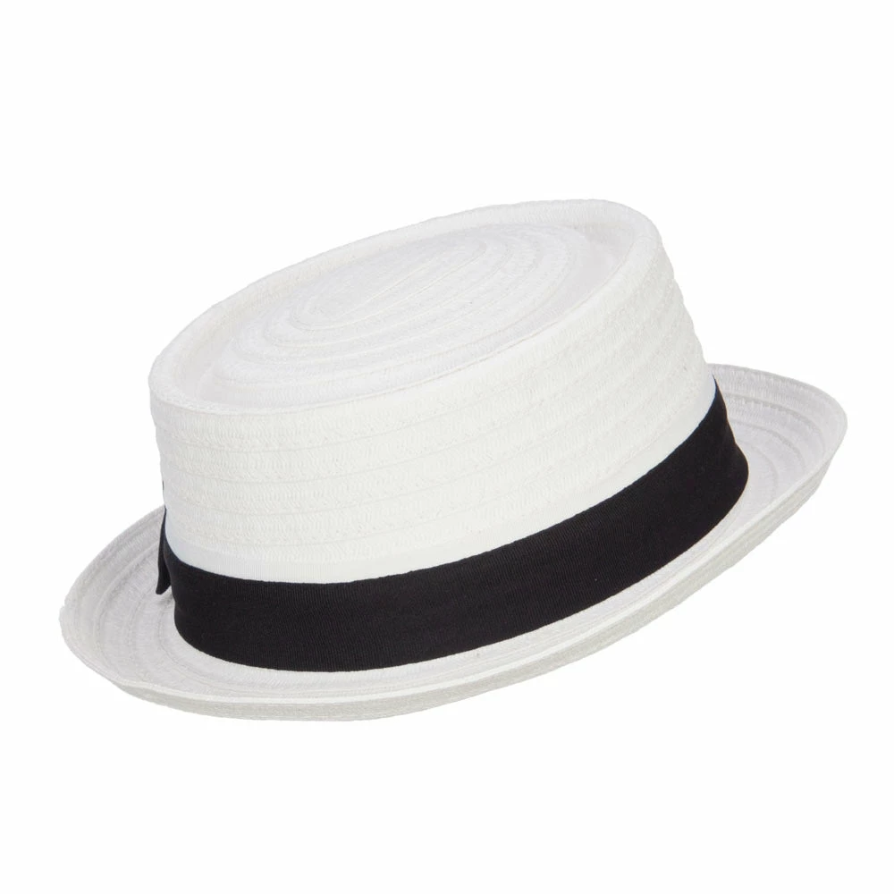 Hatiya Ribbon Band Boater Pork Pie Hat 5 Hatiya Ribbon Band Boater Pork Pie Hat - Image 3