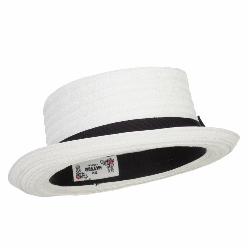 Hatiya Ribbon Band Boater Pork Pie Hat 6 Hatiya Ribbon Band Boater Pork Pie Hat - Image 4