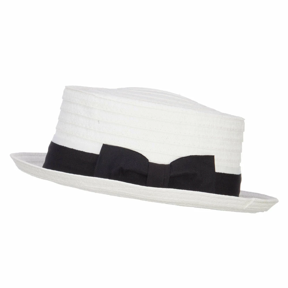 Hatiya Ribbon Band Boater Pork Pie Hat 7 Hatiya Ribbon Band Boater Pork Pie Hat - Image 5