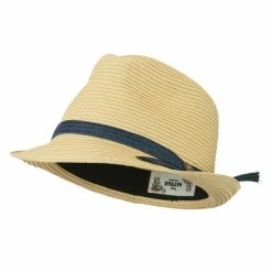 Hatiya Thin Band With Button Straw Fedora