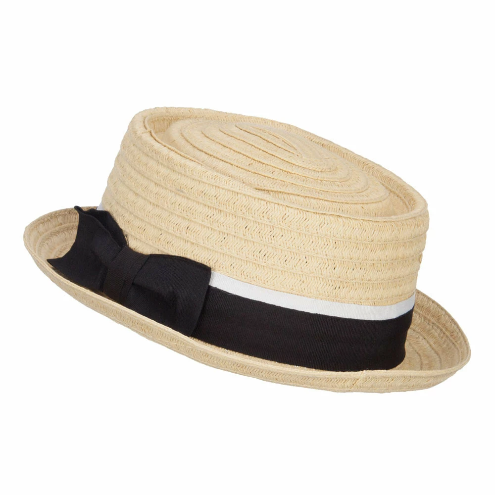 Hatiya Ribbon Band Boater Pork Pie Hat 9 Hatiya Ribbon Band Boater Pork Pie Hat - Image 7