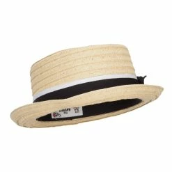Hatiya Ribbon Band Boater Pork Pie Hat 30 Hatiya Ribbon Band Boater Pork Pie Hat -Adams Shop tb003pp tan 4