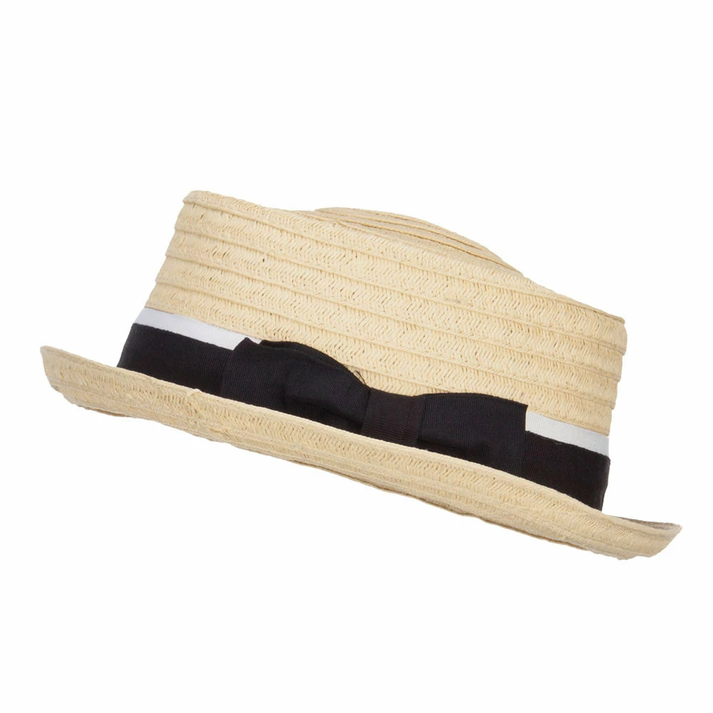 Hatiya Ribbon Band Boater Pork Pie Hat 12 Hatiya Ribbon Band Boater Pork Pie Hat - Image 10