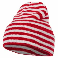 E4Hats Trendy Striped 12 Inch Long Cuff Beanie