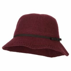 Jeanne Simmons Women's Wool Tie Accented And Stitching Brim Edge Cloche Bucket Hat