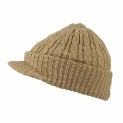 City Hunter Twist Knitted Cuff Beanie With Visor -Adams Shop tk003cv khaki 5