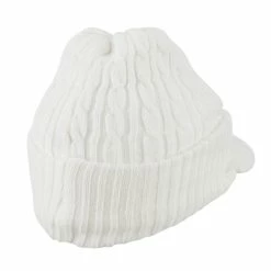 City Hunter Twist Knitted Cuff Beanie With Visor -Adams Shop tk005cv white 3