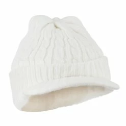 City Hunter Twist Knitted Cuff Beanie With Visor -Adams Shop tk005cv white 4