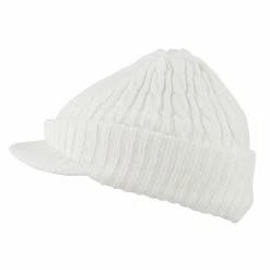 City Hunter Twist Knitted Cuff Beanie With Visor -Adams Shop tk005cv white 5