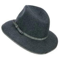 Jeanne Simmons Women's Tribal Trim Wool Fedora -Adams Shop tm001cf grey 2