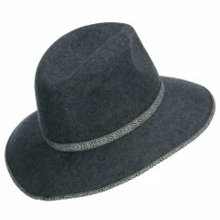 Jeanne Simmons Women's Tribal Trim Wool Fedora -Adams Shop tm001cf grey 3