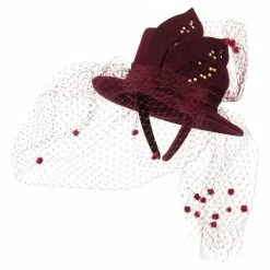 Something Special Mini Top Hat Style Fascinator -Adams Shop tm004df burgundy 1