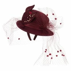 Something Special Mini Top Hat Style Fascinator -Adams Shop tm004df burgundy 2