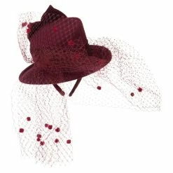 Something Special Mini Top Hat Style Fascinator -Adams Shop tm004df burgundy 3