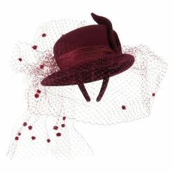 Something Special Mini Top Hat Style Fascinator -Adams Shop tm004df burgundy 4