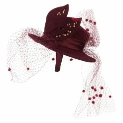 Something Special Mini Top Hat Style Fascinator -Adams Shop tm004df burgundy 5