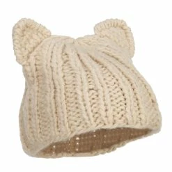 Jeanne Simmons Girl's Kitten Ear Ribbed Beanie -Adams Shop tn001ps beige 4